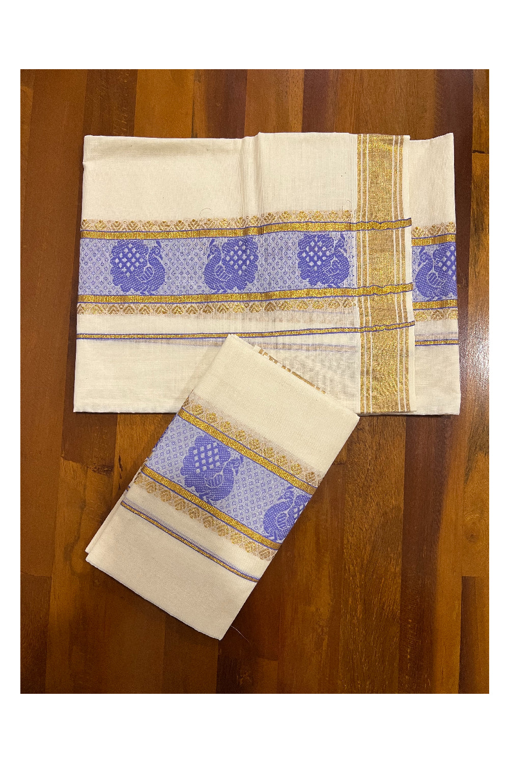 Southloom Onam 2022 Kasavu Set Mundu with Woven Design Lavender Kara