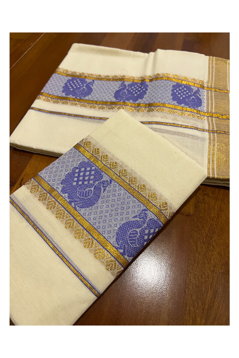 Southloom Onam 2022 Kasavu Set Mundu with Woven Design Lavender Kara