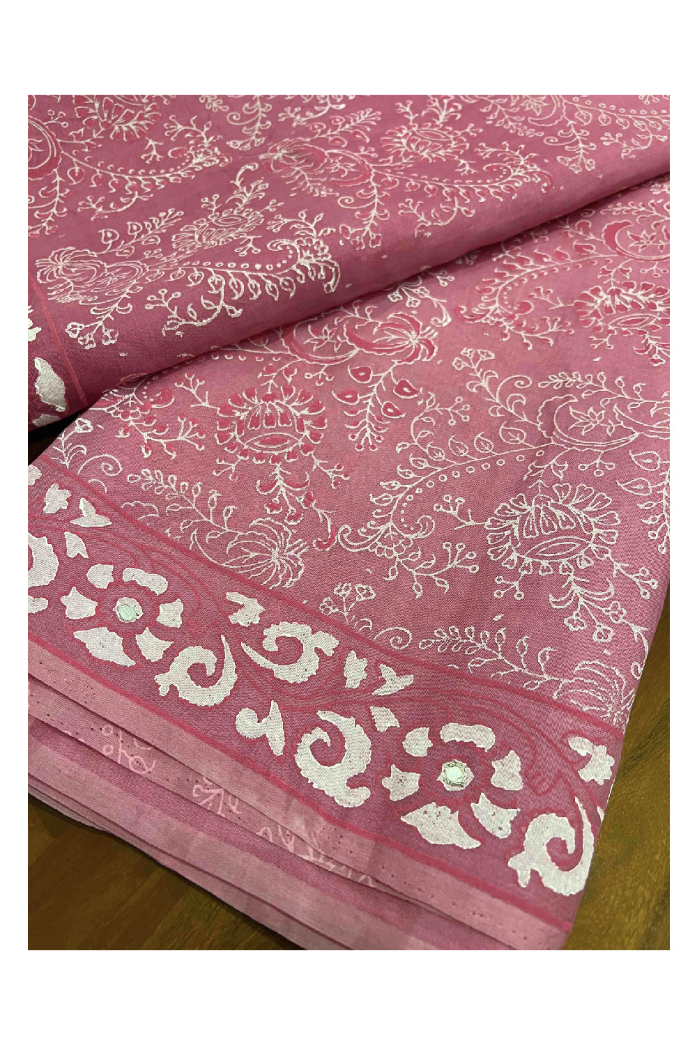 Southloom Handloom Pure Tussar Pink Hand Painted Designer Saree