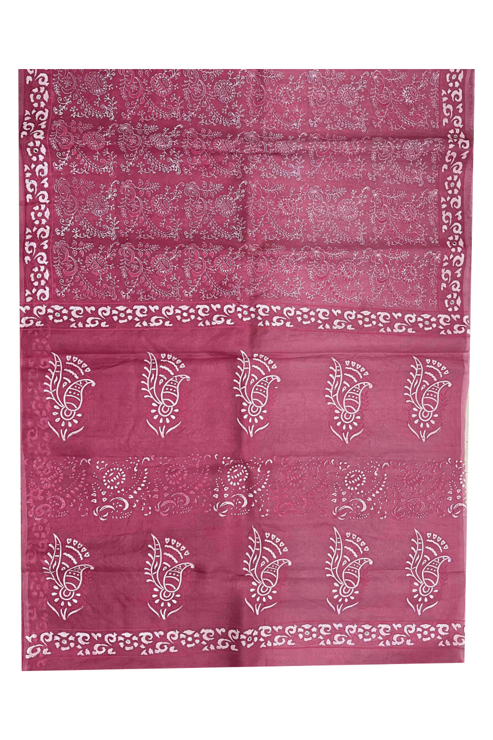 Southloom Handloom Pure Tussar Pink Hand Painted Designer Saree