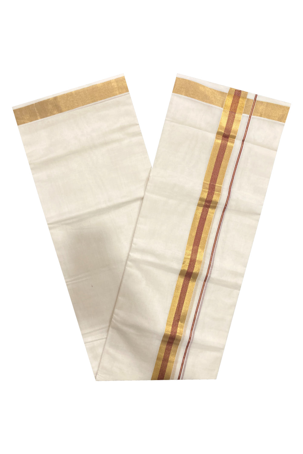 Southloom Premium Handloom Pure Cotton Mundu with Kasavu and Maroon Border (South Indian Dhoti)