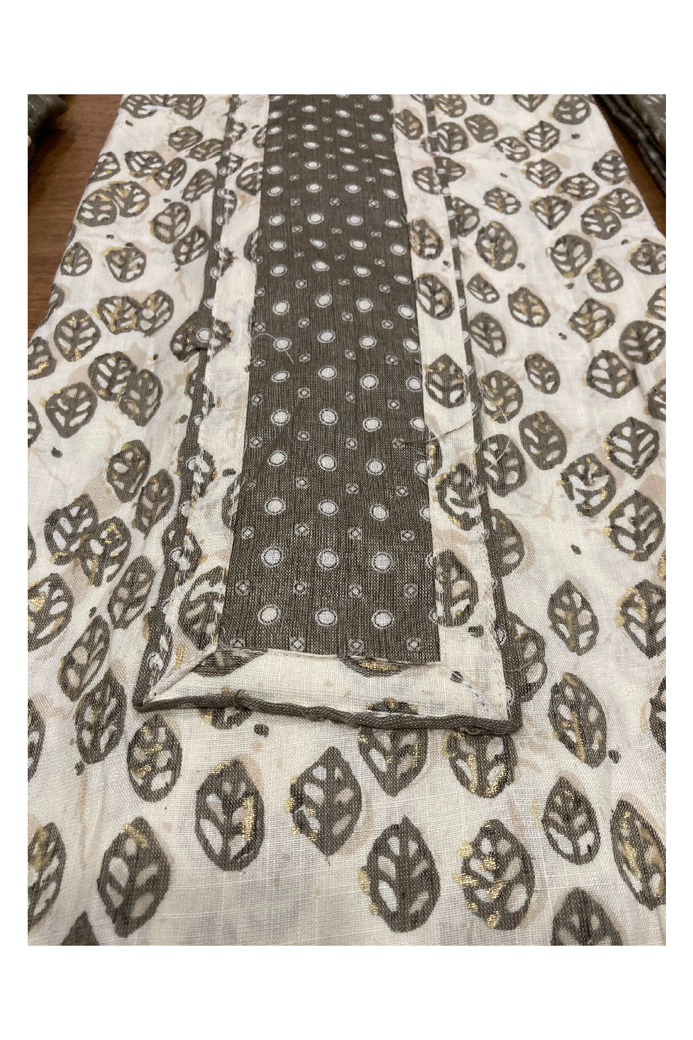 Southloom™ Cotton Churidar Salwar Suit Material in White and Grey Prints