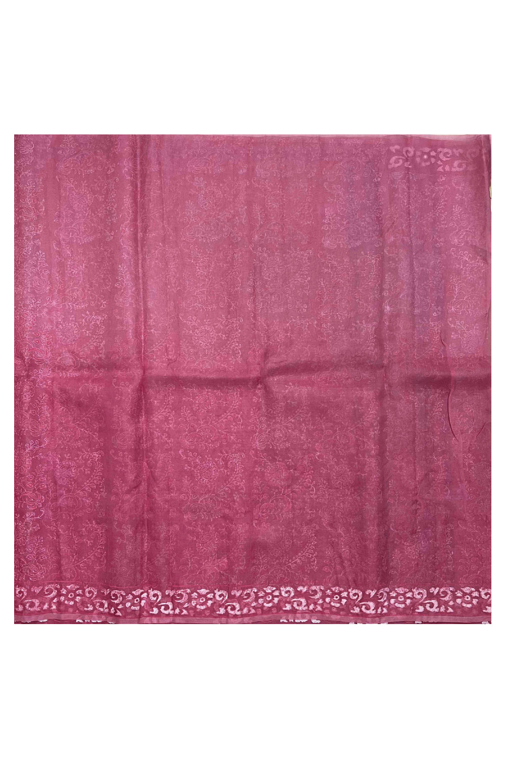 Southloom Handloom Pure Tussar Pink Hand Painted Designer Saree