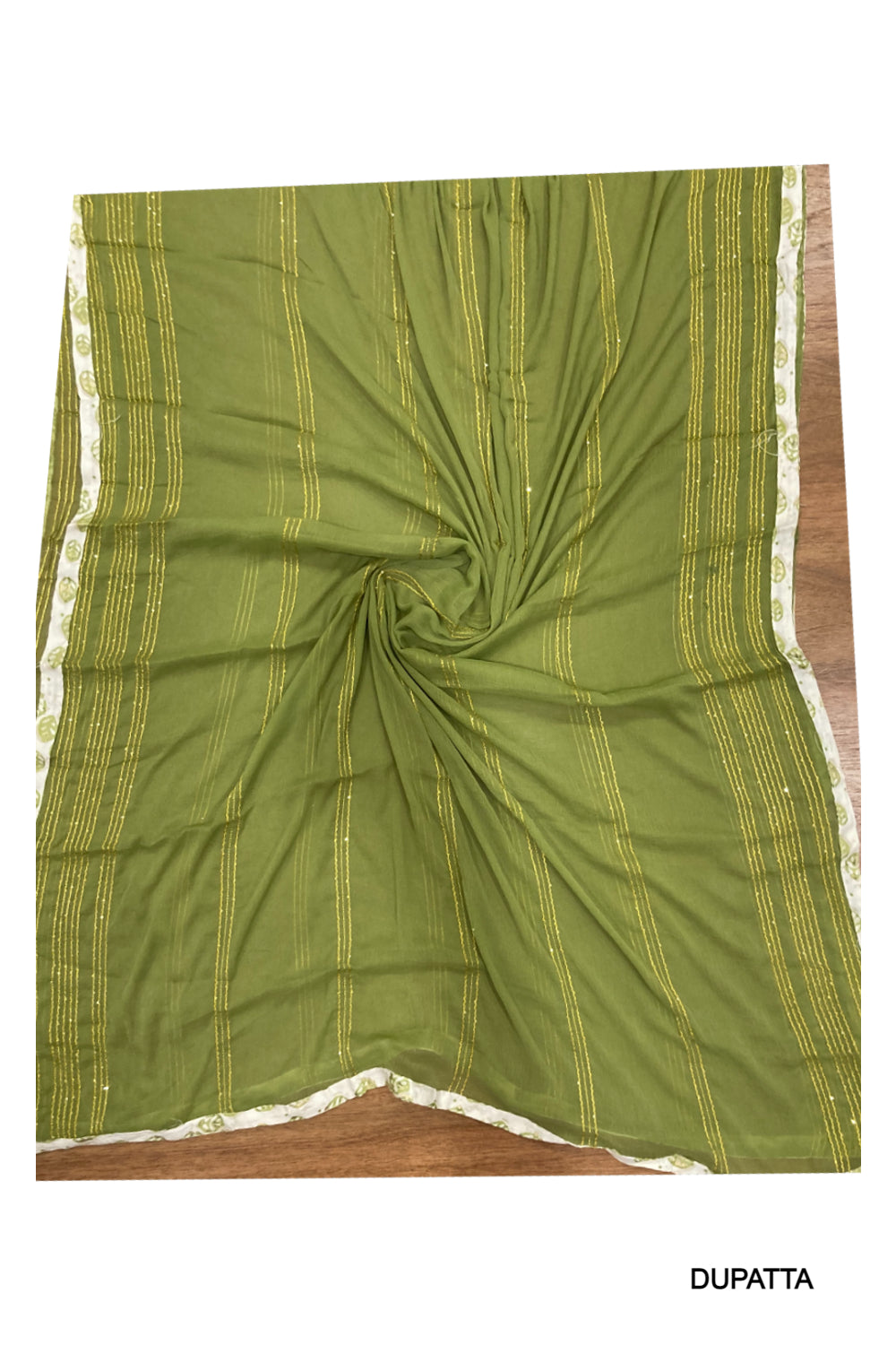 Southloom™ Cotton Churidar Salwar Suit Material in White and Light Green Prints