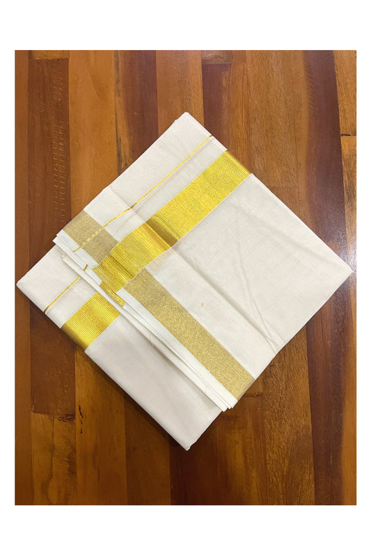 Pure Cotton Double Mundu with Kasavu Kara 1.5 Inches (South Indian Kerala Dhoti)
