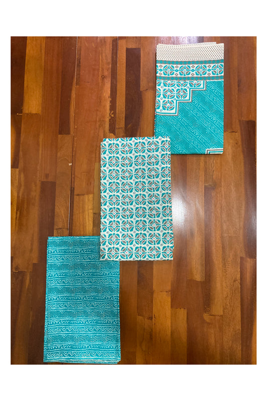 Southloom™ Cotton Churidar Salwar Suit Material in Light Blue Printed Works