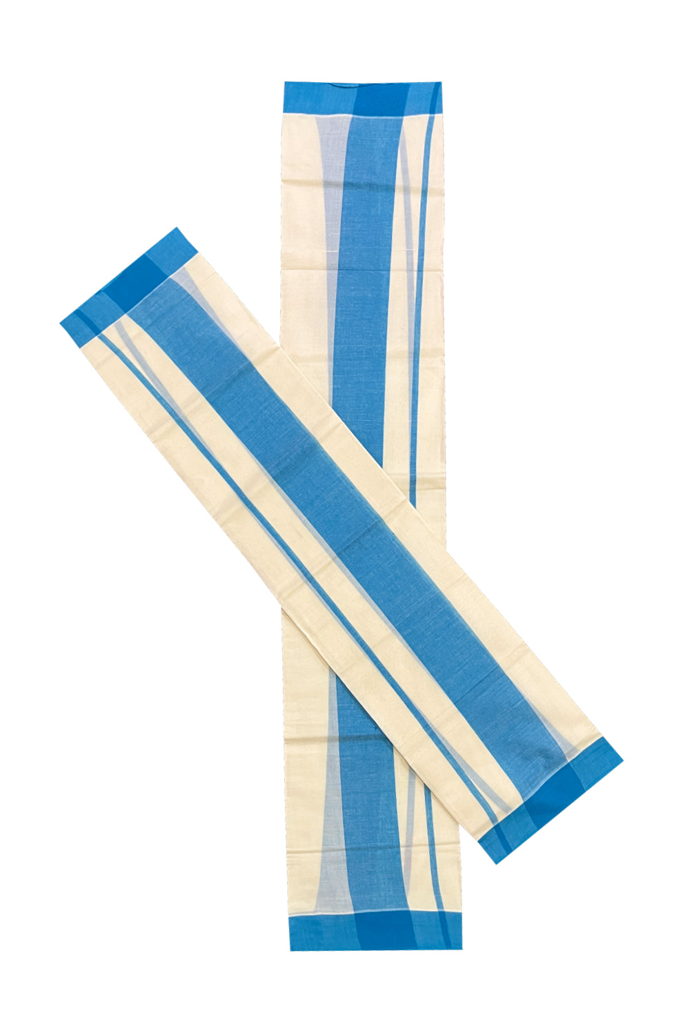 Pure Cotton Single Set Mundu (Mundum Neriyathum Onam 2023) with Blue Border