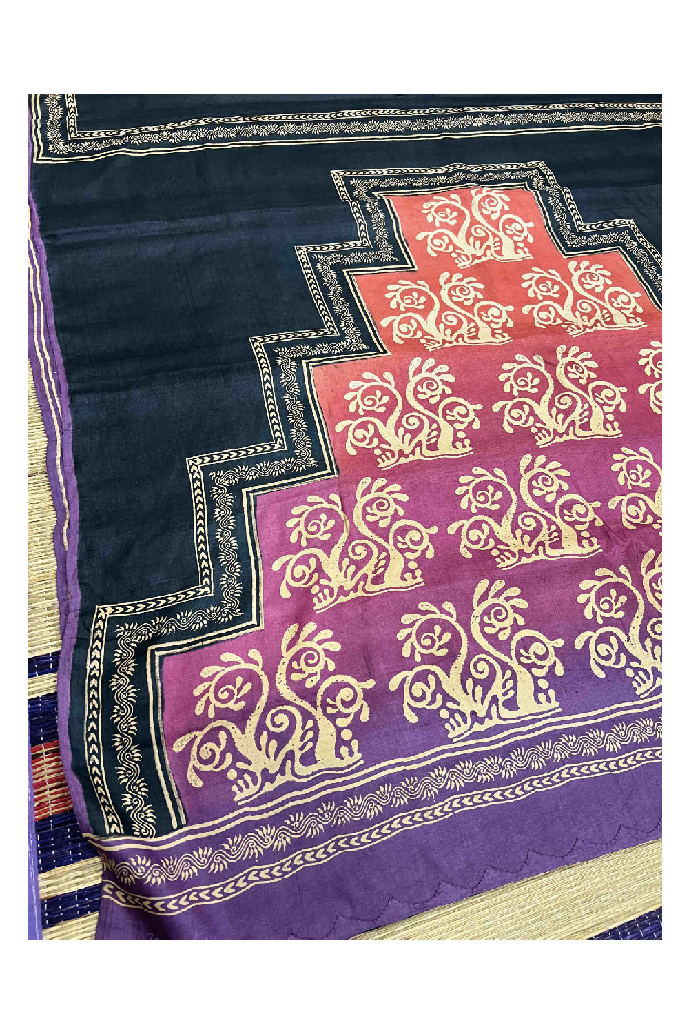 Southloom Handloom Pure Tussar Multi Coloured Printed Designer Saree