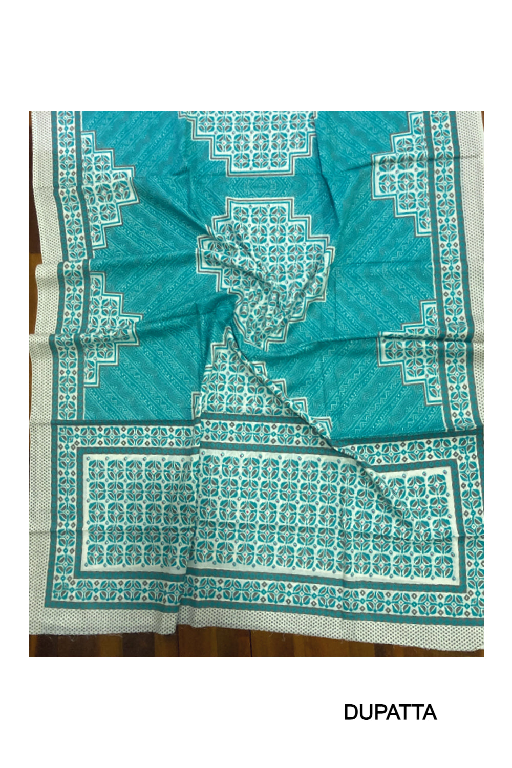 Southloom™ Cotton Churidar Salwar Suit Material in Light Blue Printed Works