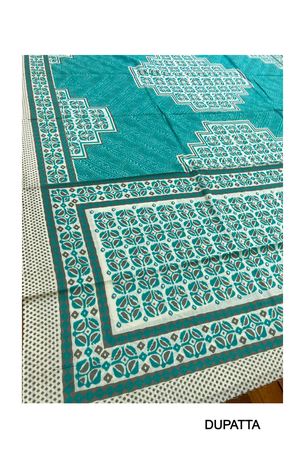 Southloom™ Cotton Churidar Salwar Suit Material in Light Blue Printed Works