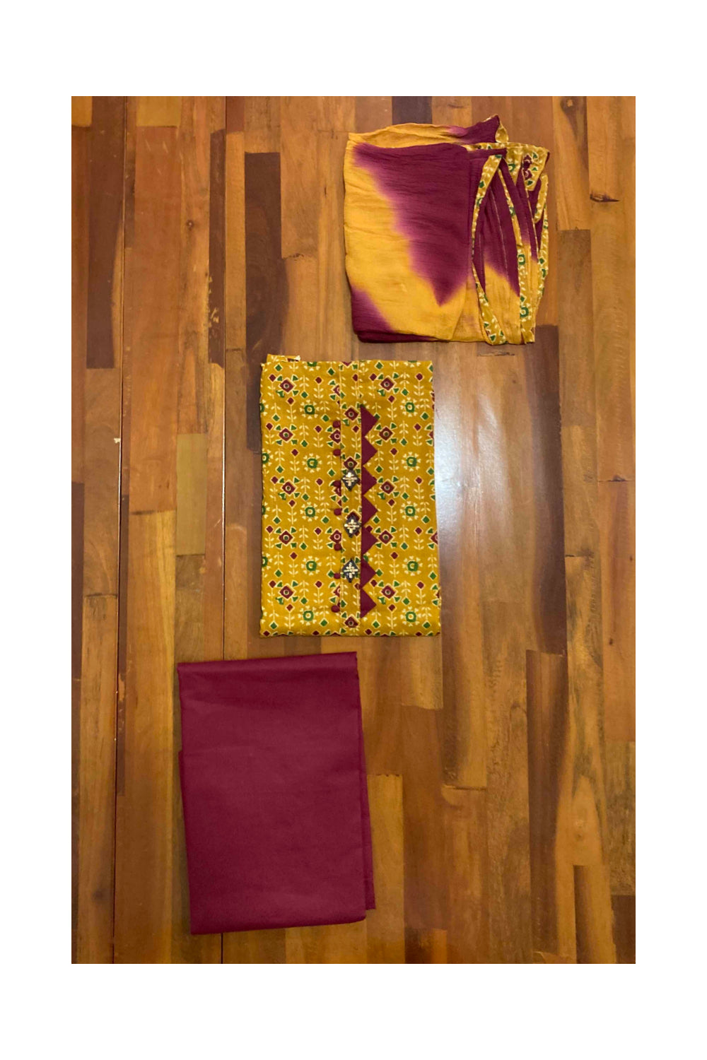 Southloom™ Cotton Churidar Salwar Suit Material in Yellow with Bead Work