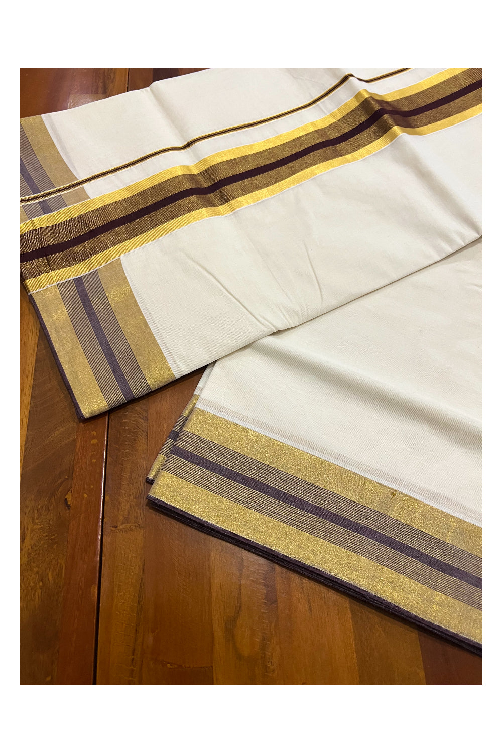 Pure Cotton Kerala Saree with Kasavu and Brown Border