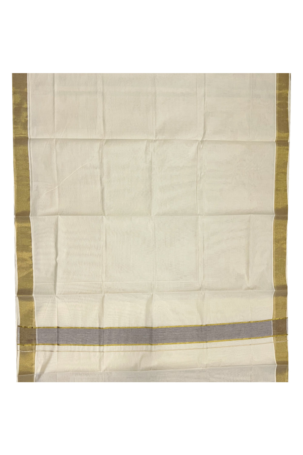 Pure Cotton Kerala Plain Saree with Kasavu Border and Brown Kasavu Pallu