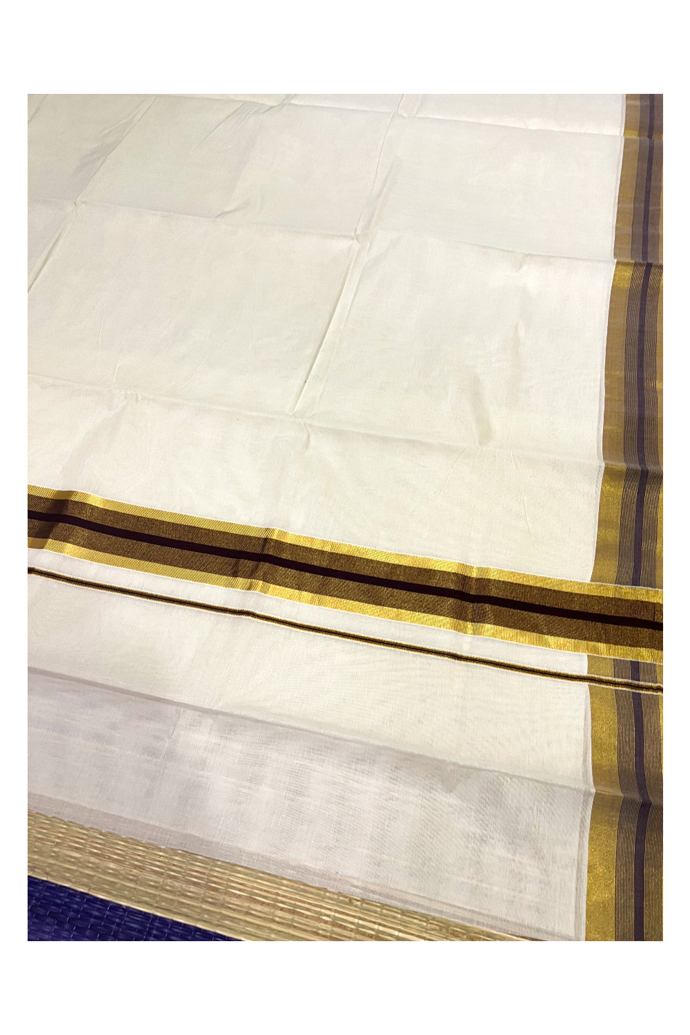 Pure Cotton Kerala Saree with Kasavu and Brown Border