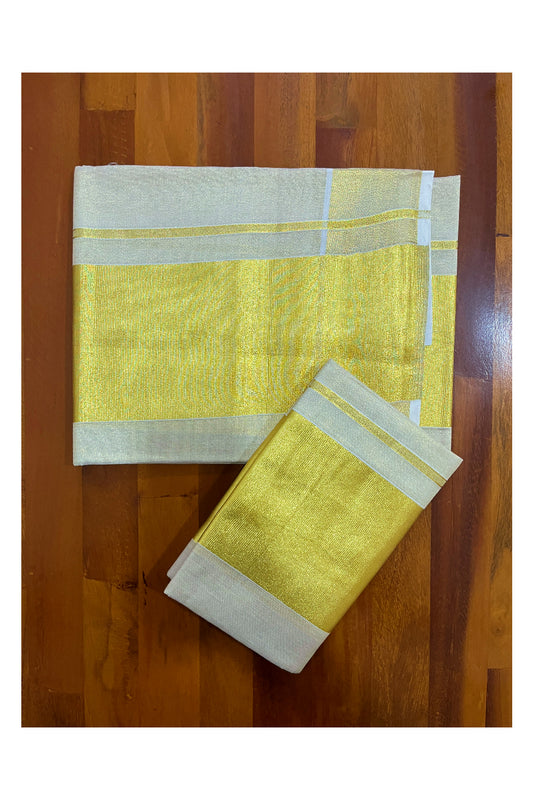 Single Plain Tissue Set Mundu (Mundum Neriyathum) with 5 inch Border 2.80 Mtrs