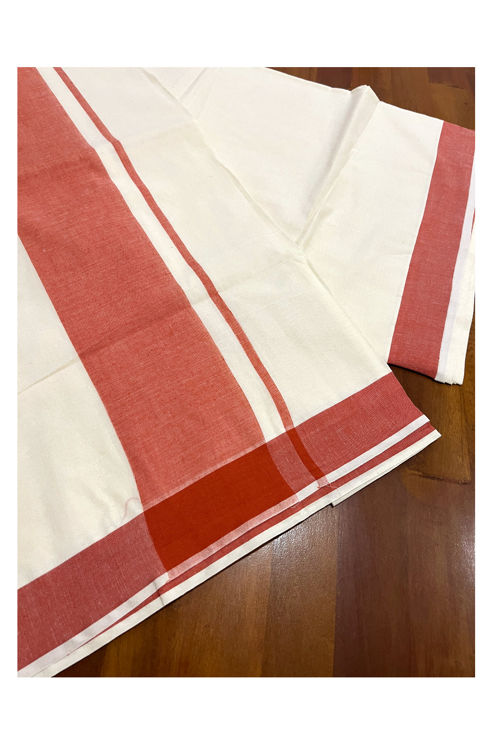 Pure Cotton Kerala Saree with Plain Orange Border