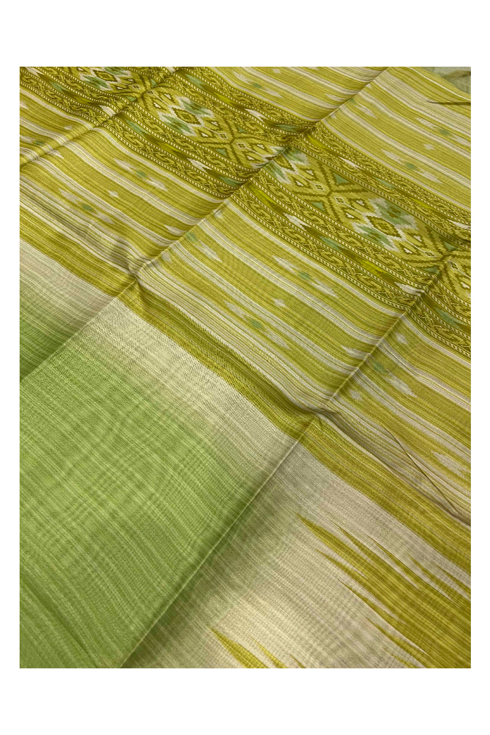 Southloom Pista Green Light Weight Semi Tussar Designer Saree with Digital Prints