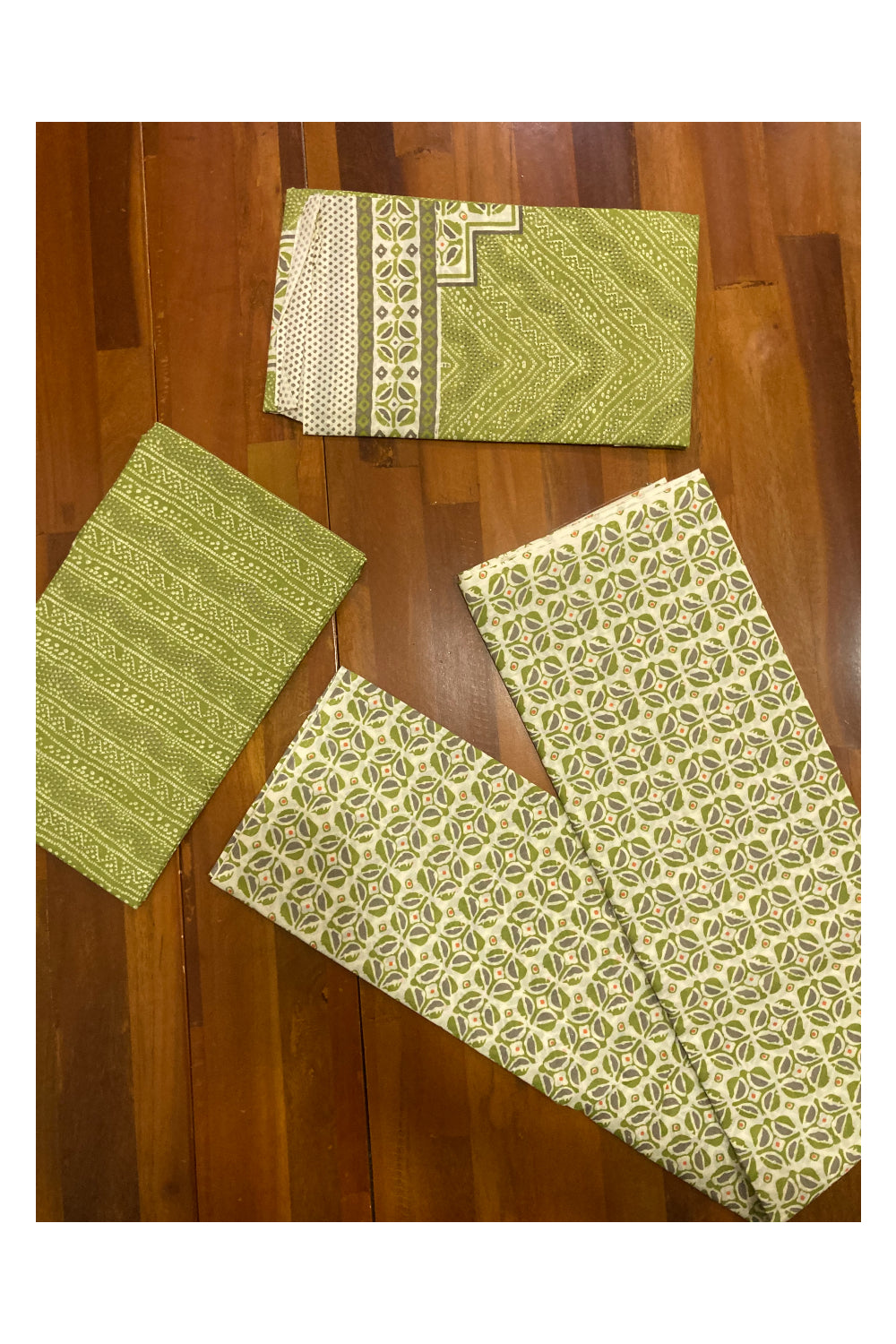 Southloom™ Cotton Churidar Salwar Suit Material in Light Green Printed Works