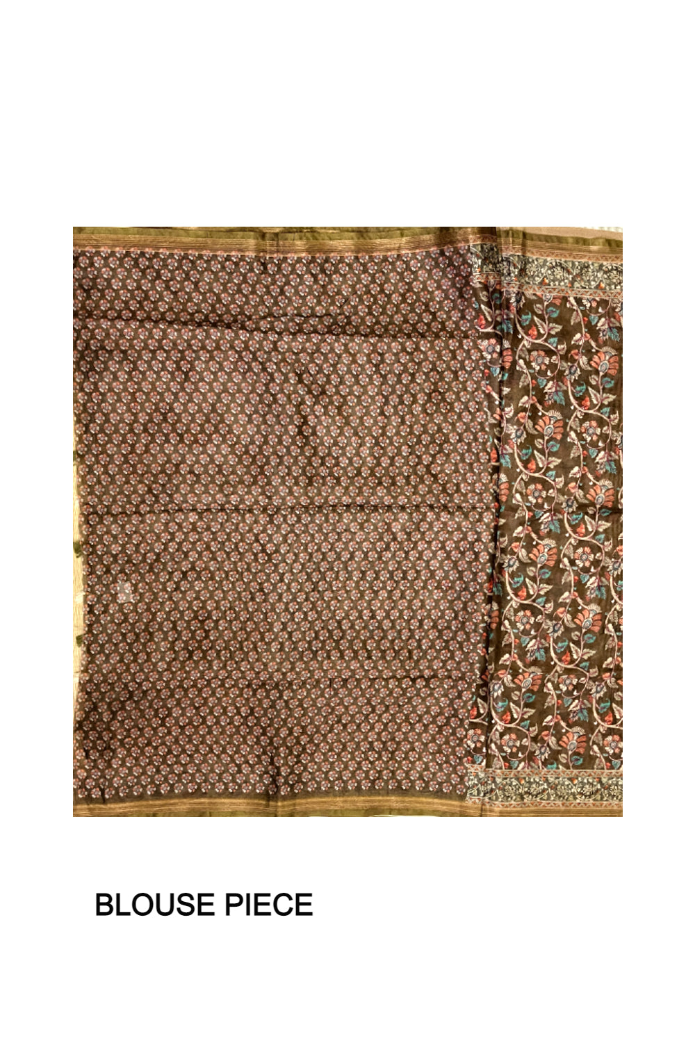 Southloom Art Silk Light Brown Saree with Floral Prints on Body