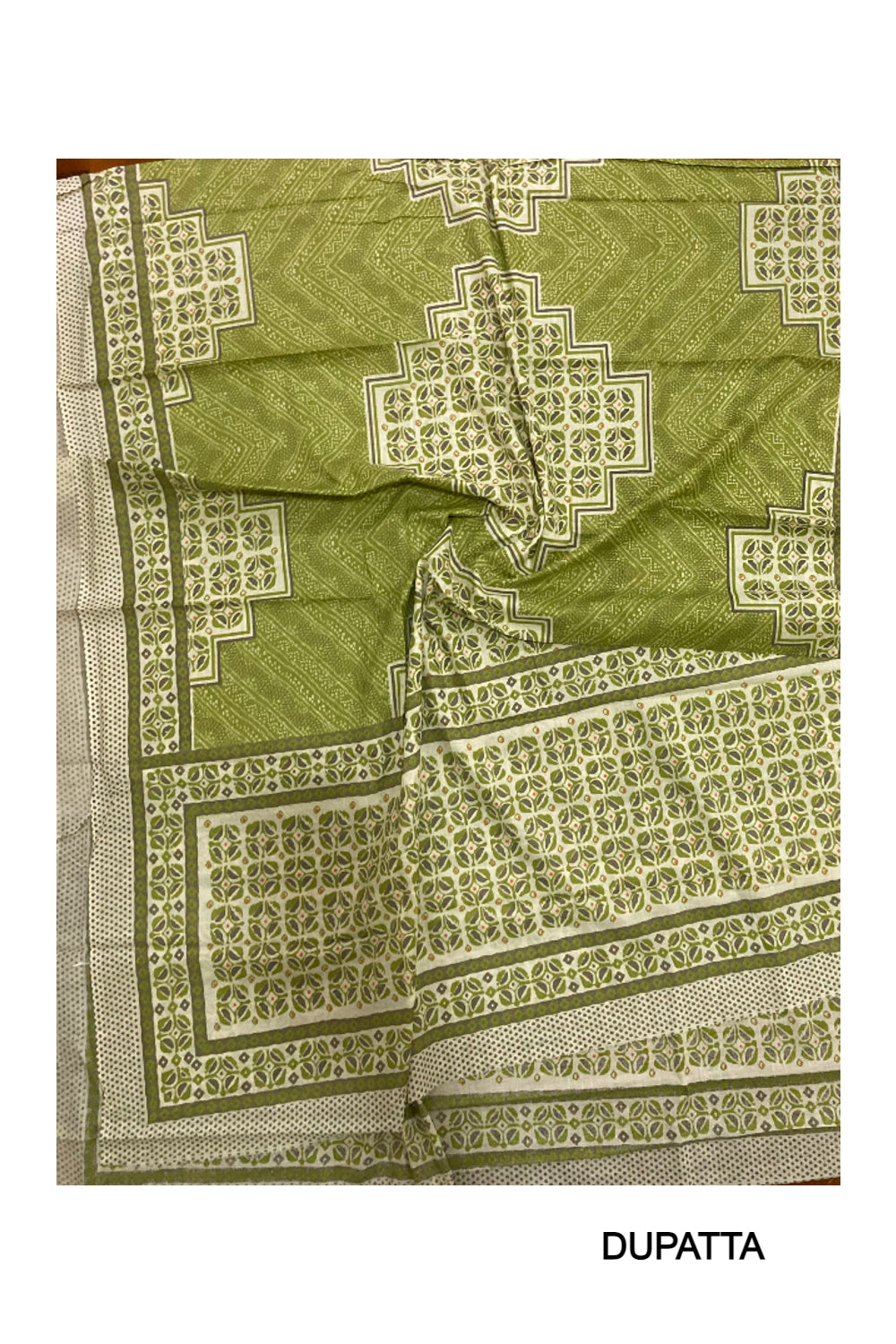 Southloom™ Cotton Churidar Salwar Suit Material in Light Green Printed Works