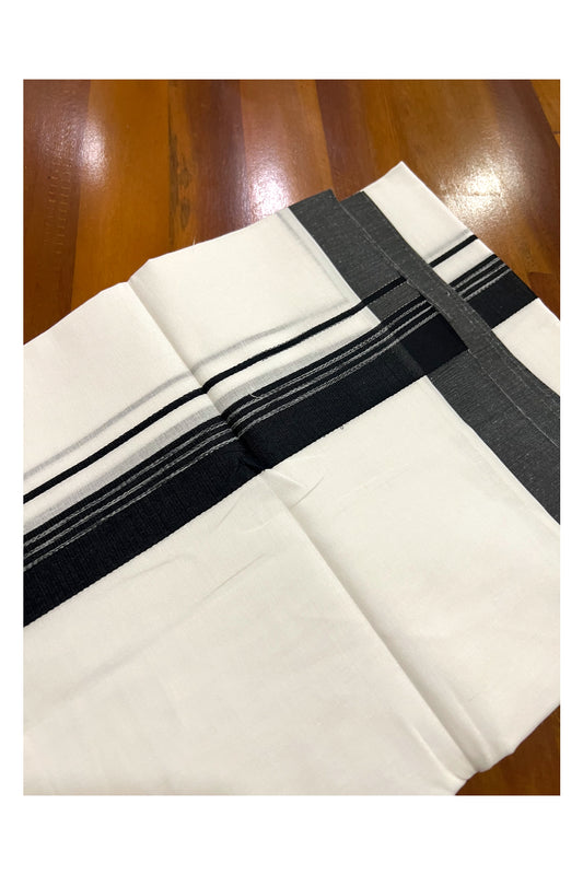 Pure White Cotton Double Mundu with Black Border (South Indian Dhoti)