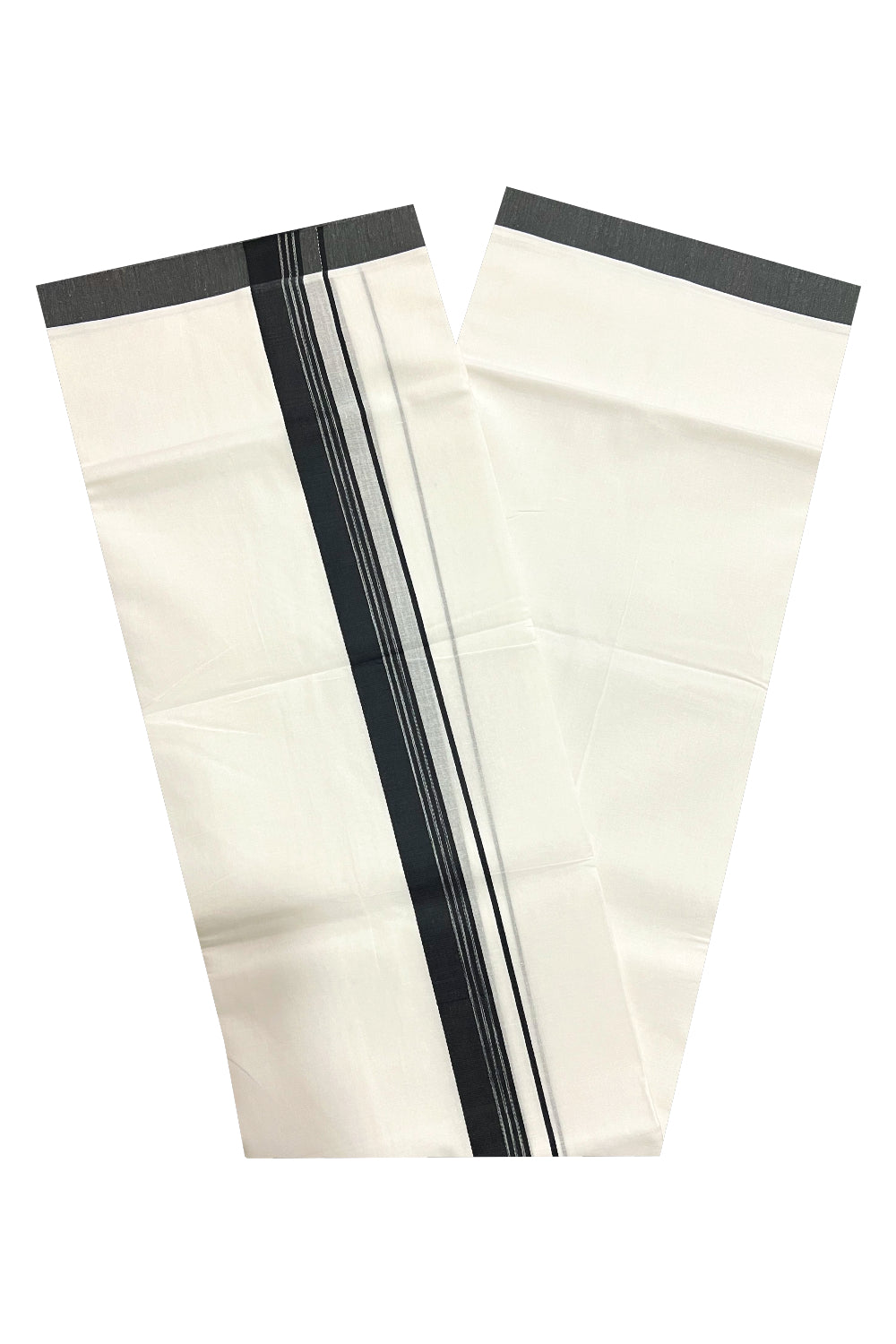 Pure White Cotton Double Mundu with Black Border (South Indian Dhoti)