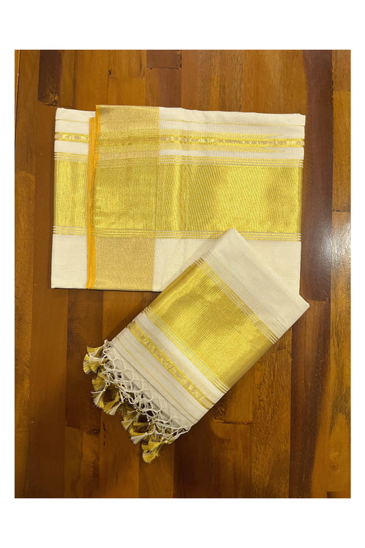 Southloom Super Premium Balaramapuram Handloom Pure Cotton Unakkupaavu Wedding Pudava 4 x 3 Set Mundu 2.80 Mtrs