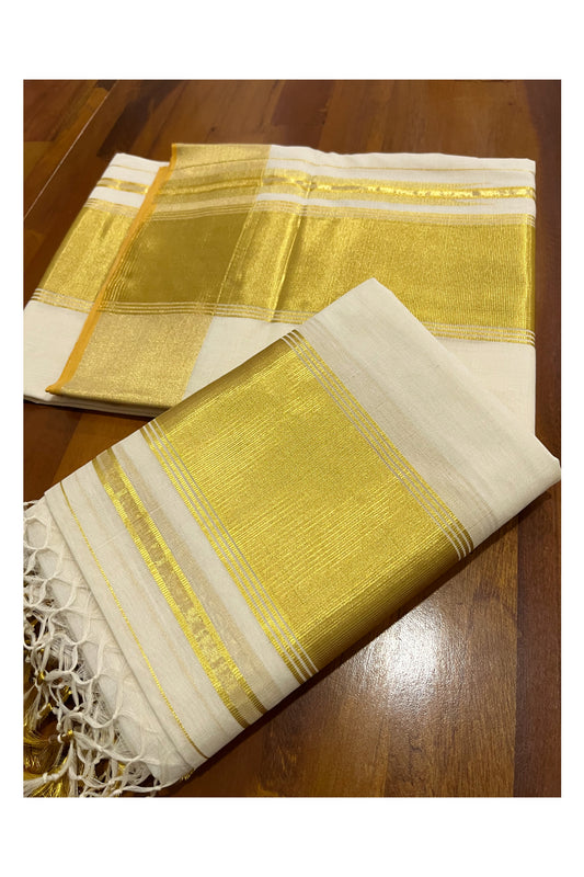 Southloom Super Premium Balaramapuram Handloom Pure Cotton Unakkupaavu Wedding Pudava 4 x 3 Set Mundu 2.80 Mtrs