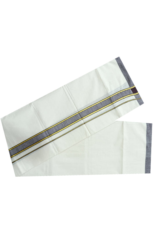 Kerala Double Mundu with Kasavu and Brown Kara (South Indian Dhoti)