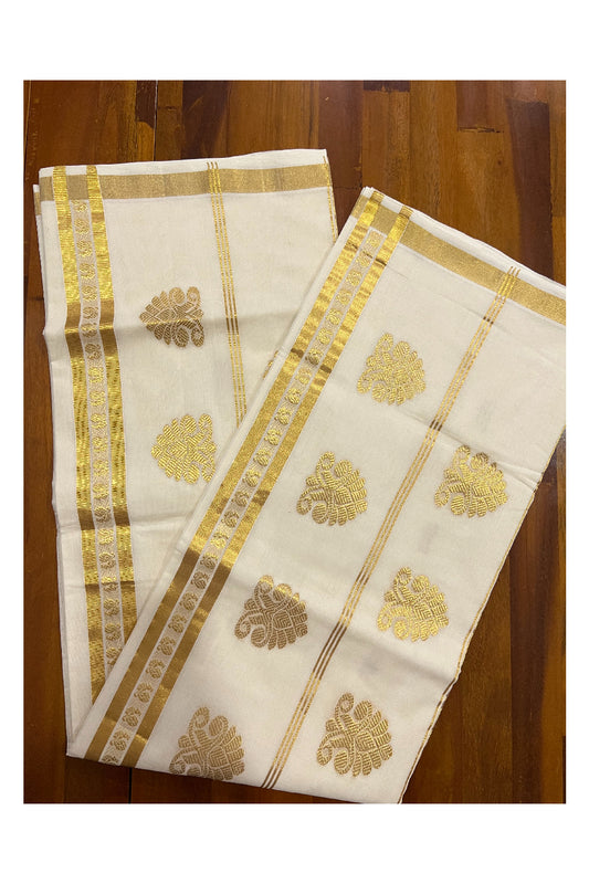 Southloom™ Original Handloom Cotton Kasavu Heavy Woven Work Saree
