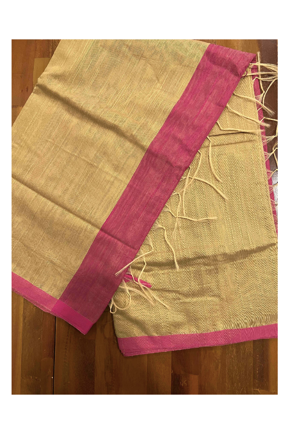 Southloom Kosa Pastel Yellow Saree with Magenta Designer Pallu