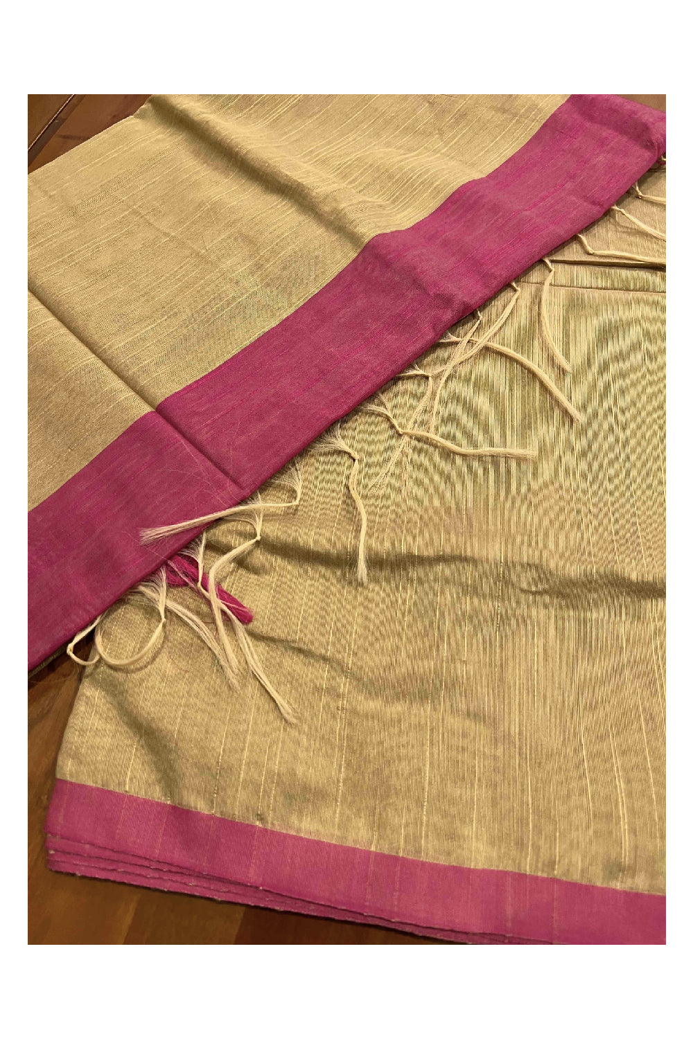 Southloom Kosa Pastel Yellow Saree with Magenta Designer Pallu