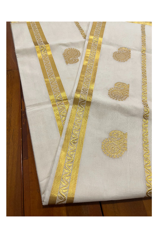 Southloom™ Original Handloom Cotton Kasavu Heavy Woven Work Saree