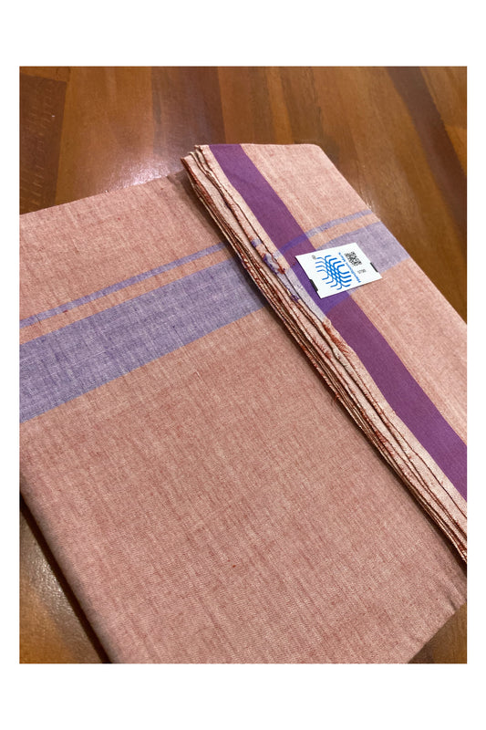 Southloom Premium Handloom Red Shaded Single Mundu (Lungi) with Violet Border