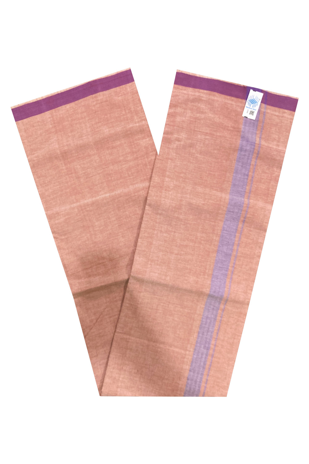 Southloom Premium Handloom Red Shaded Single Mundu (Lungi) with Violet Border