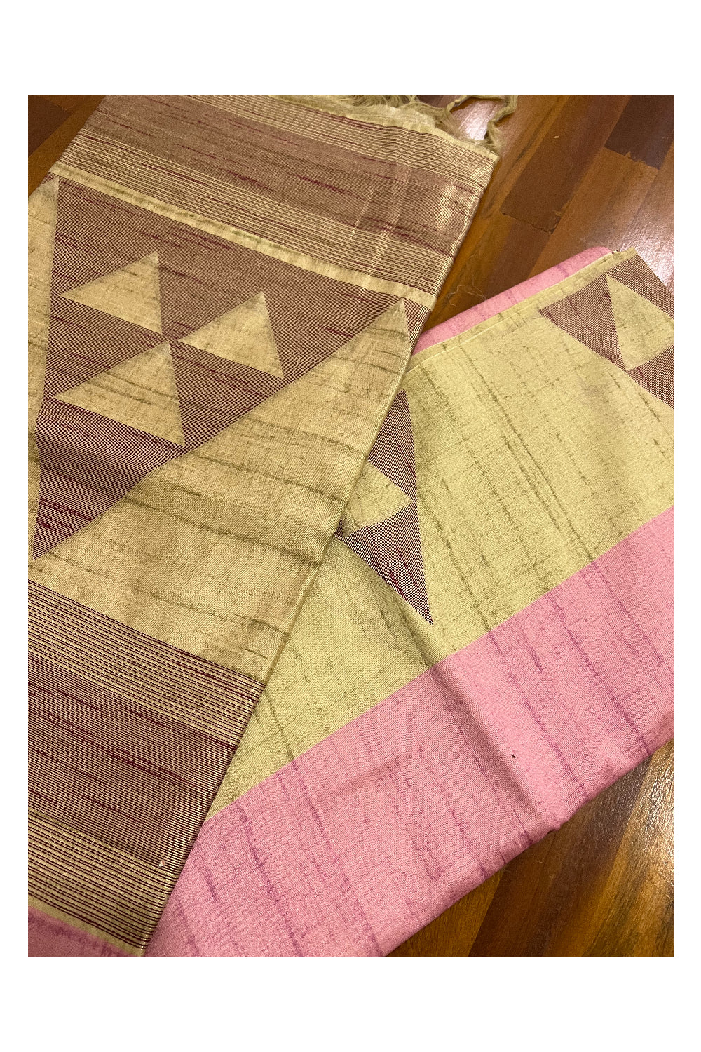 Southloom Peach Semi Tussar Saree with Light Brown Designer Pallu