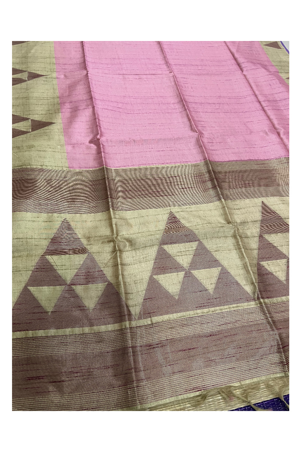 Southloom Peach Semi Tussar Saree with Light Brown Designer Pallu