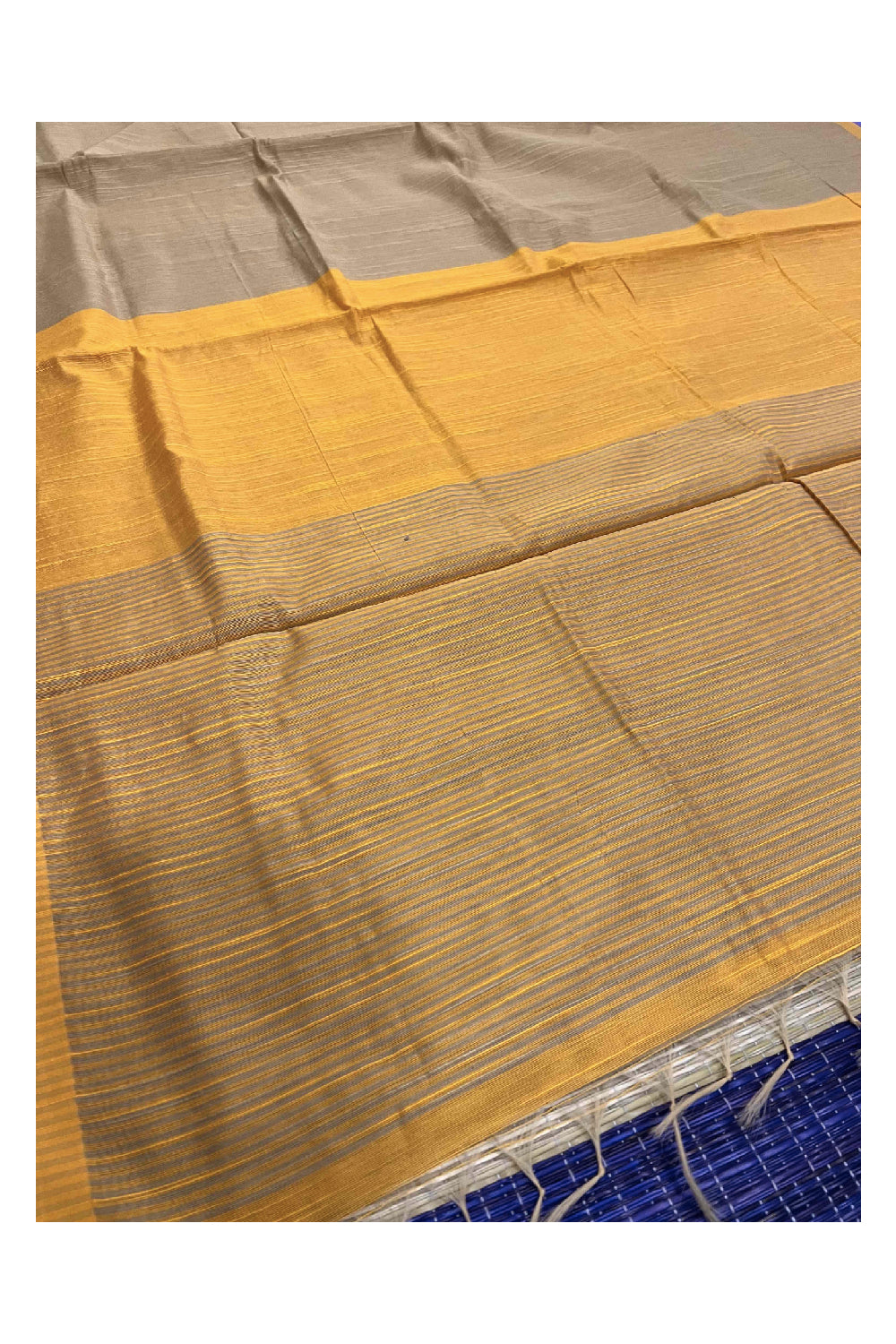 Southloom Kosa Pastel Yellow Saree with Orange Designer Pallu