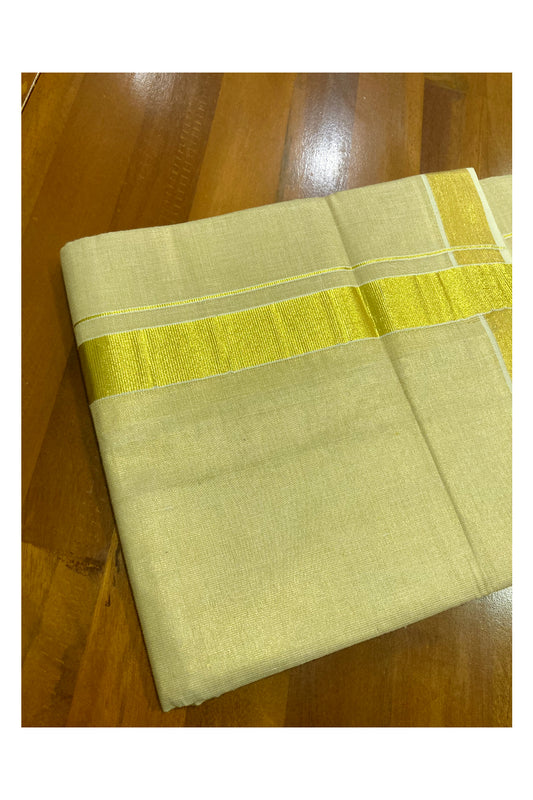 Kerala Tissue Double Mundu with 1.5 inches Kasavu Border (South Indian Dhoti)