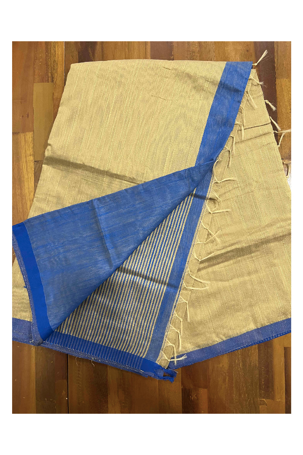 Southloom Kosa Pastel Yellow Saree with Blue Designer Pallu